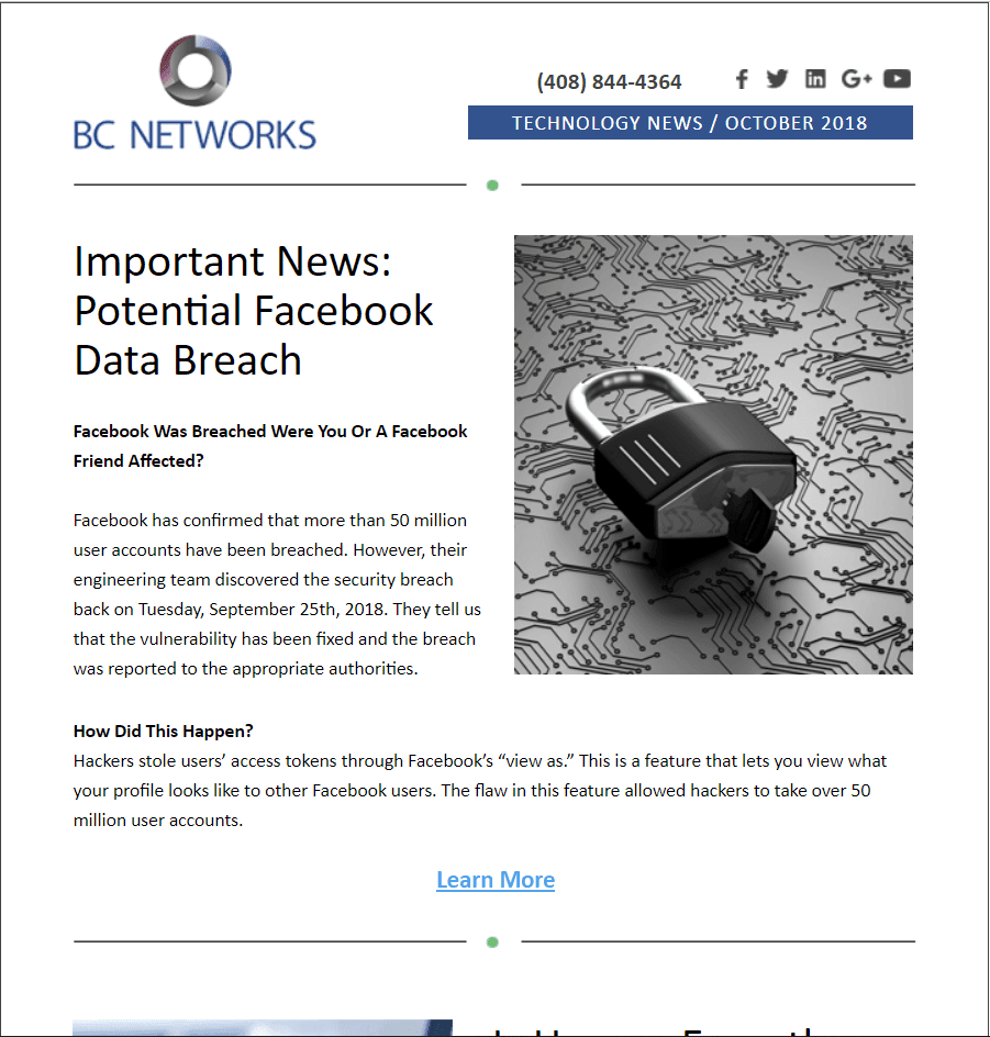 Important News, Potential Facebook Data Breach
